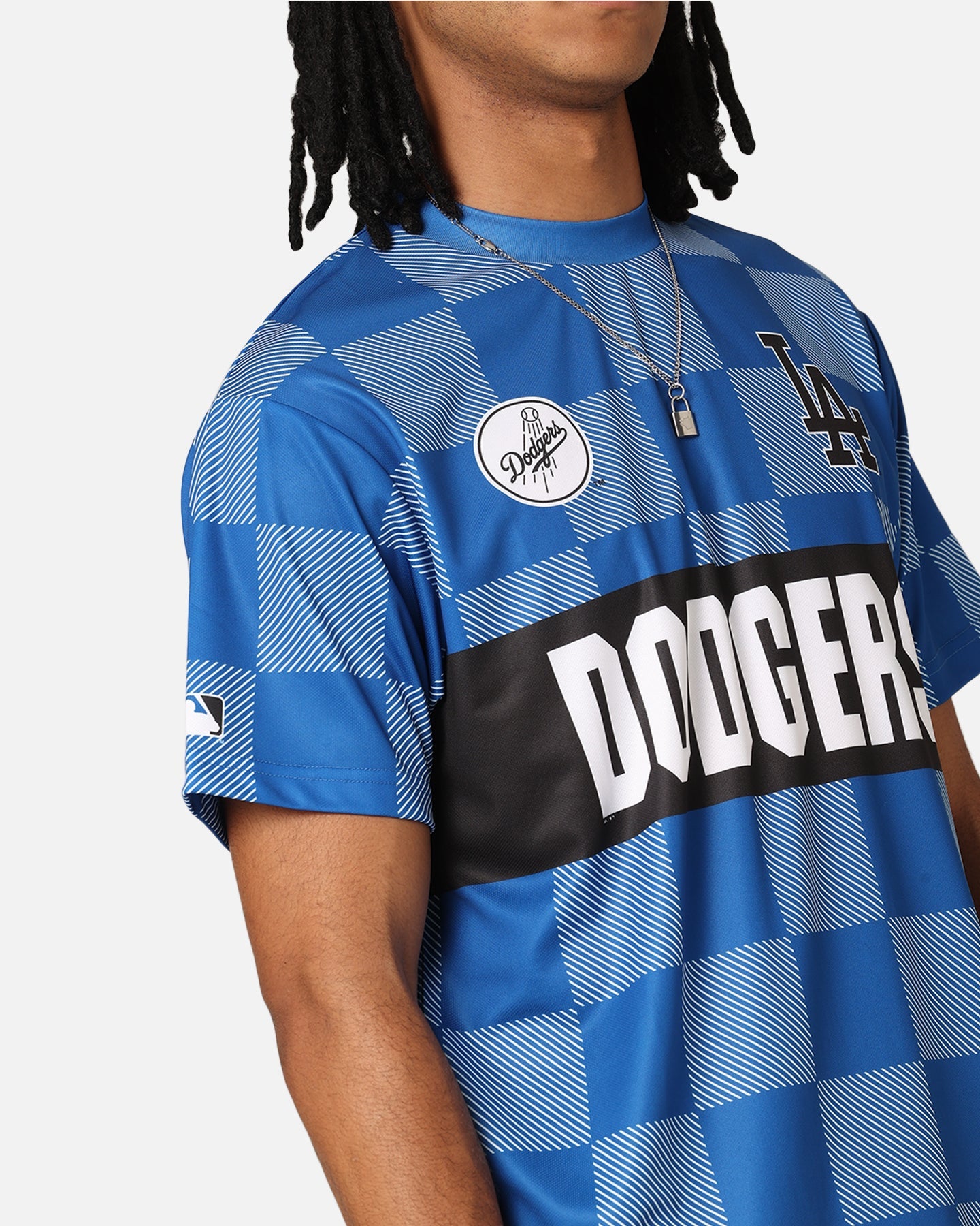 Majestic Athletic Los Angeles Dodgers Team Line Checkered Jersey White/Royal