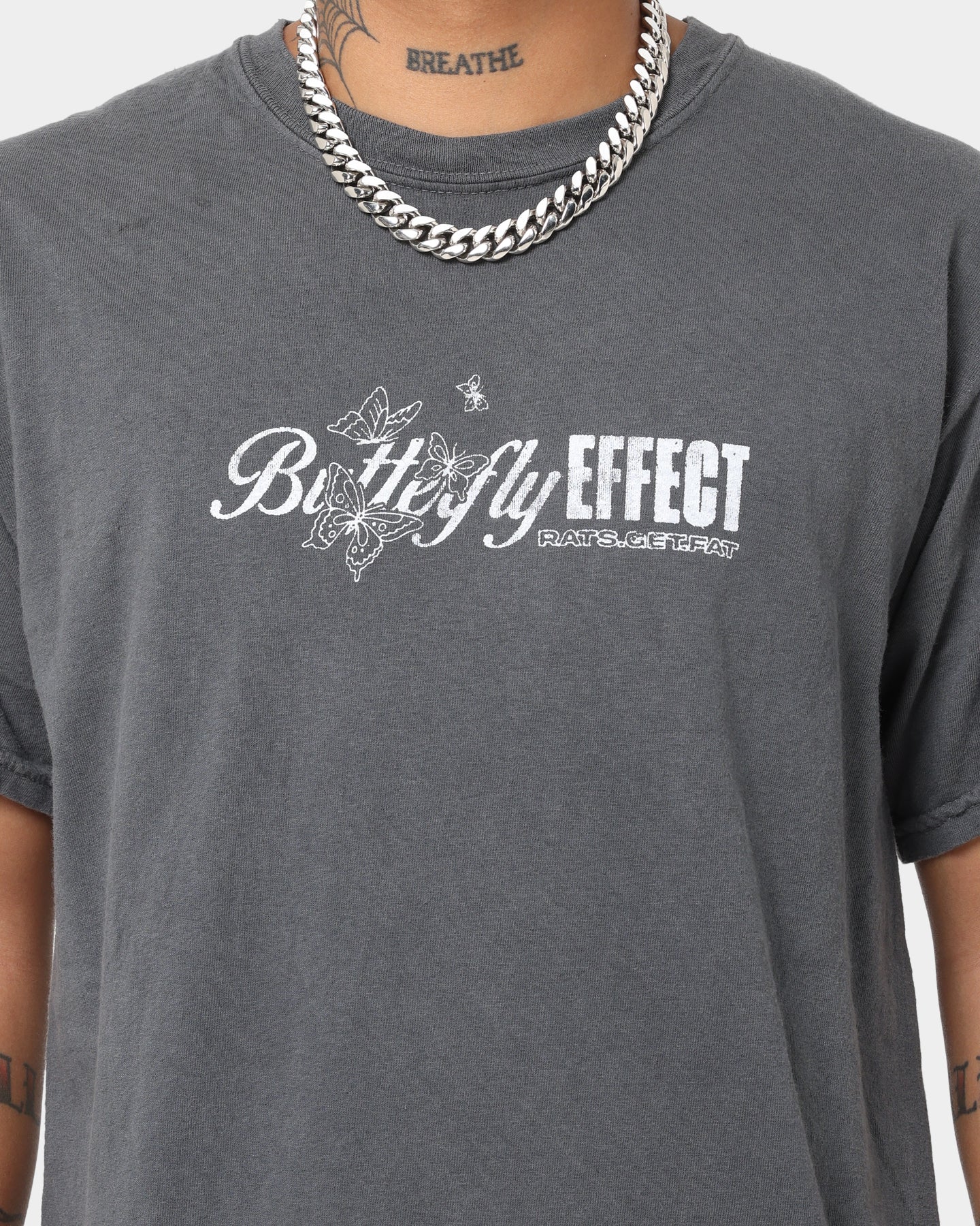 Rats Get Fat Butterfly Effect Vintage T-Shirt Off Black