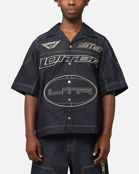 Loiter Motor Denim Button Up Shirt Indigo