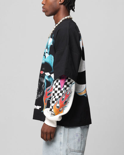 Loiter Daytona Layered Long Sleeve T-Shirt Black/White