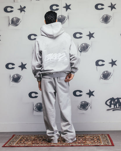 Carre Grit Zip Hoodie Grey Marle