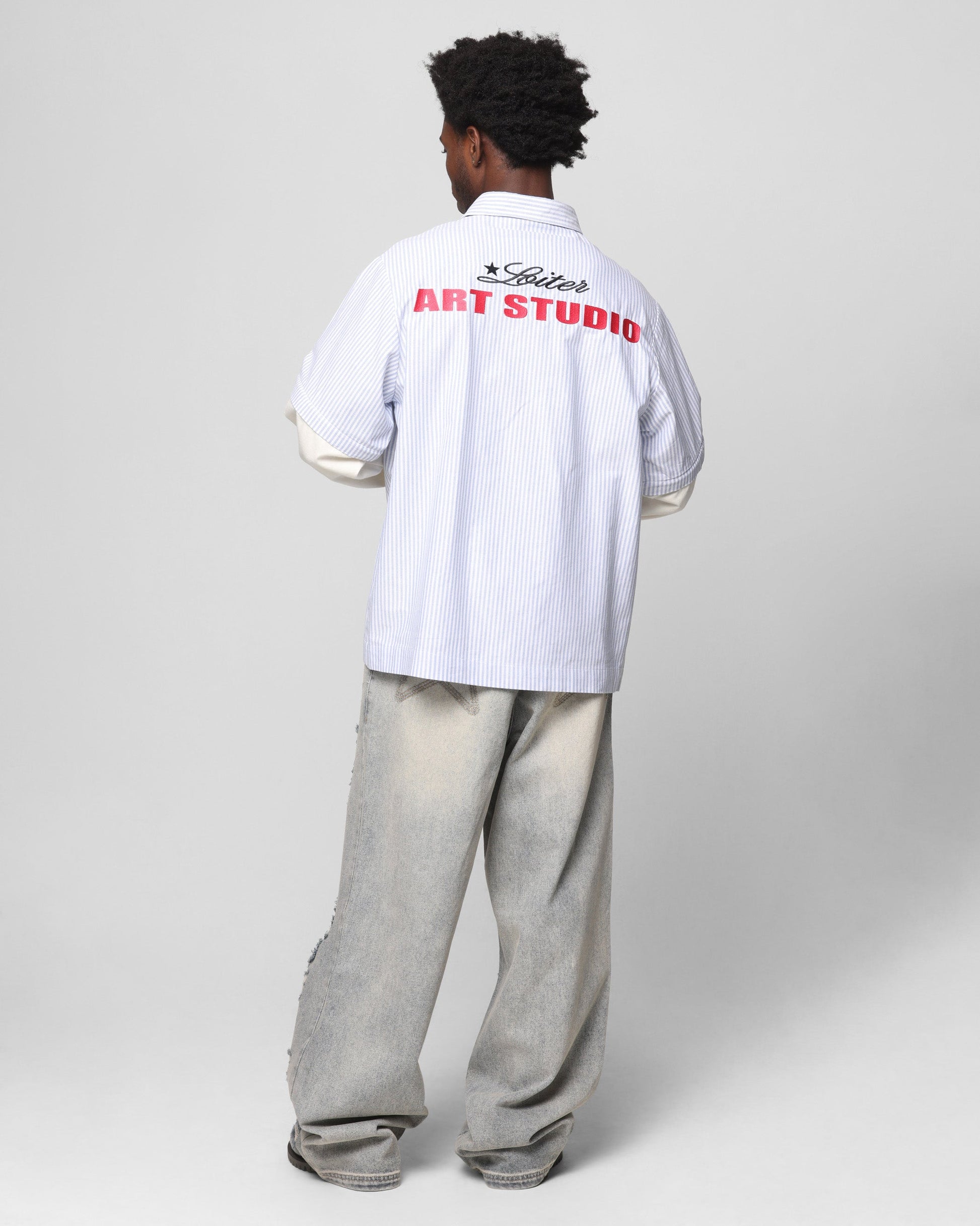 Loiter Art Studio Work Shirt Blue Stripe