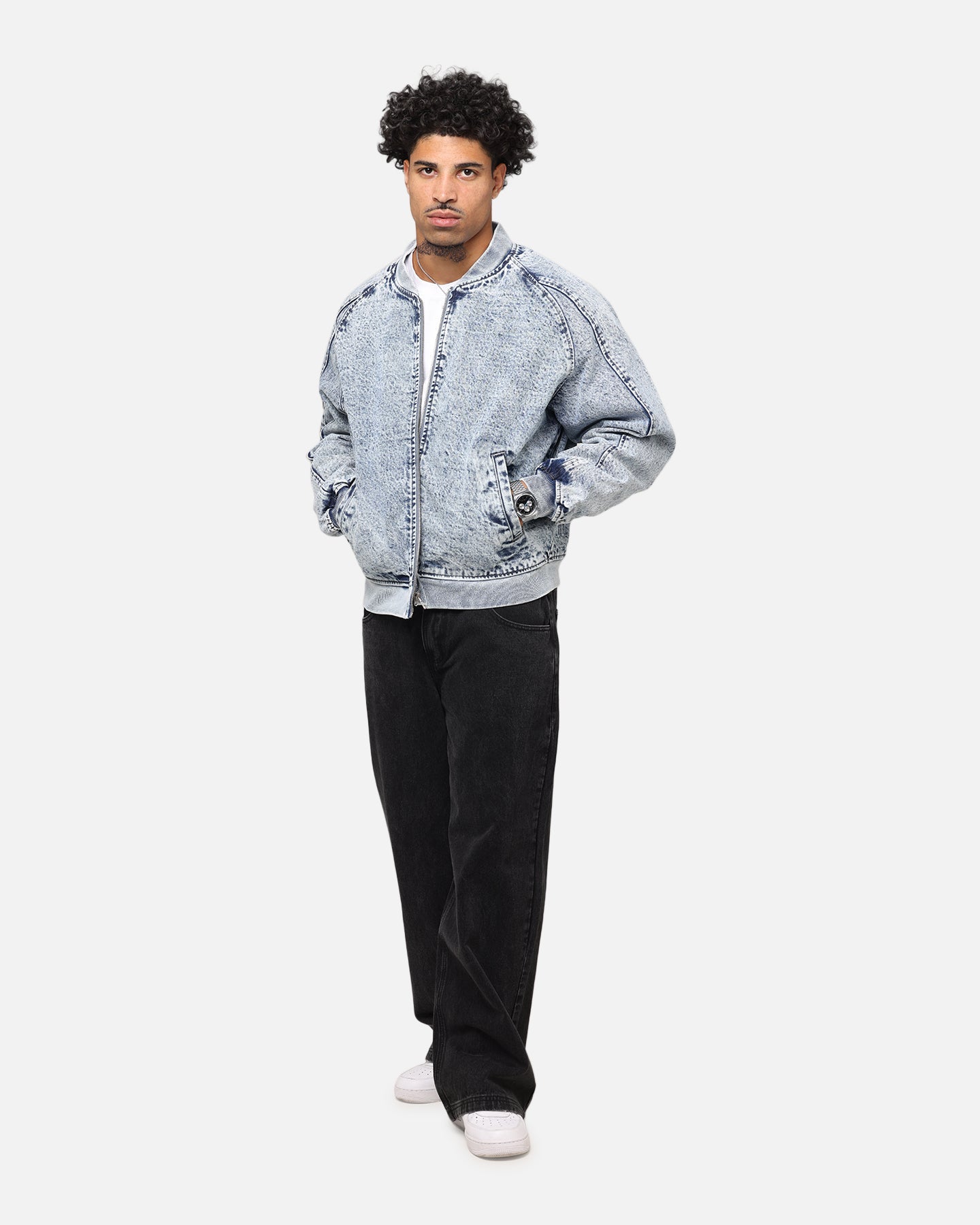 Saint Morta Flight Denim Jacket Blue Stonewash