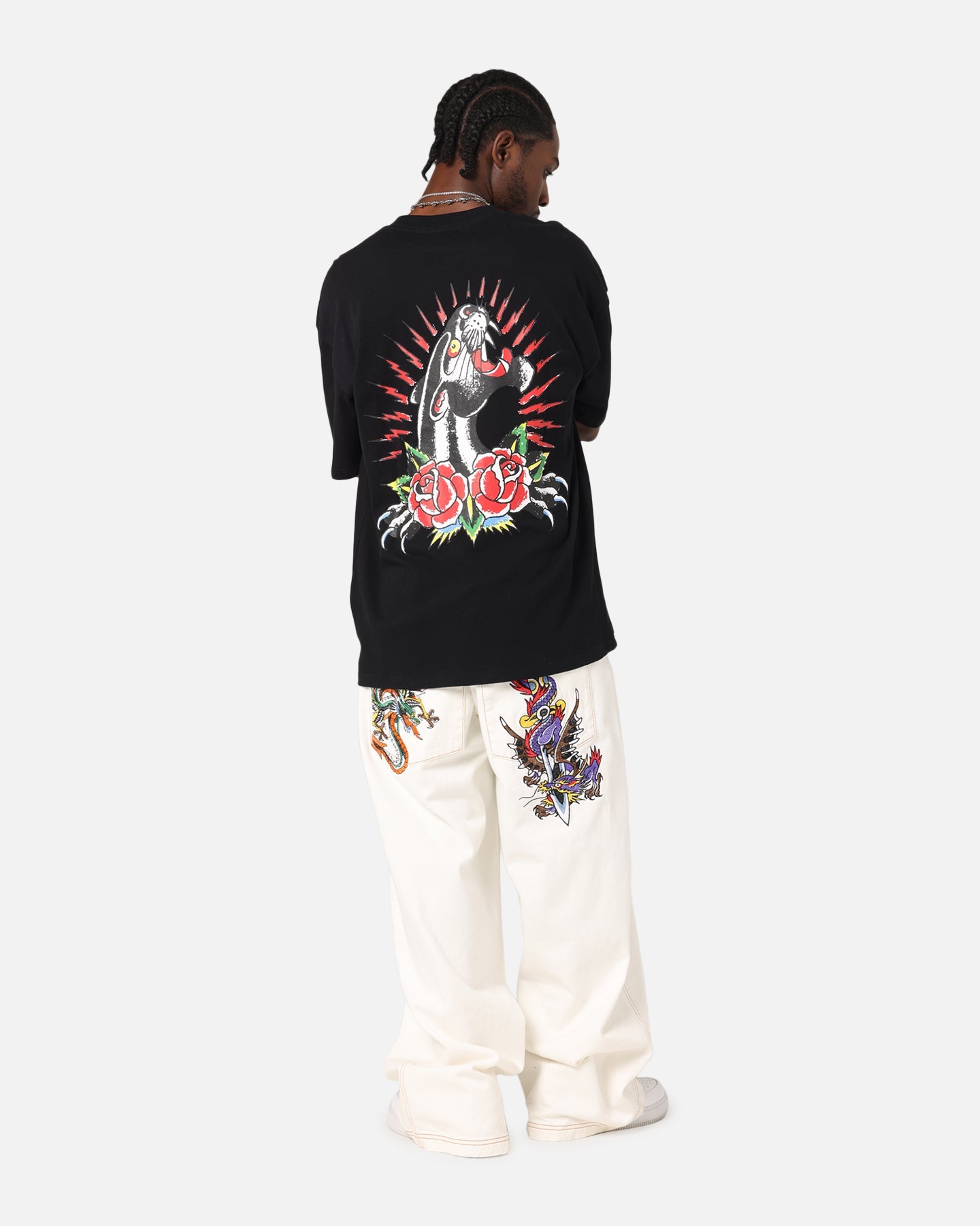 Ed Hardy Panther Ray T-Shirt Black
