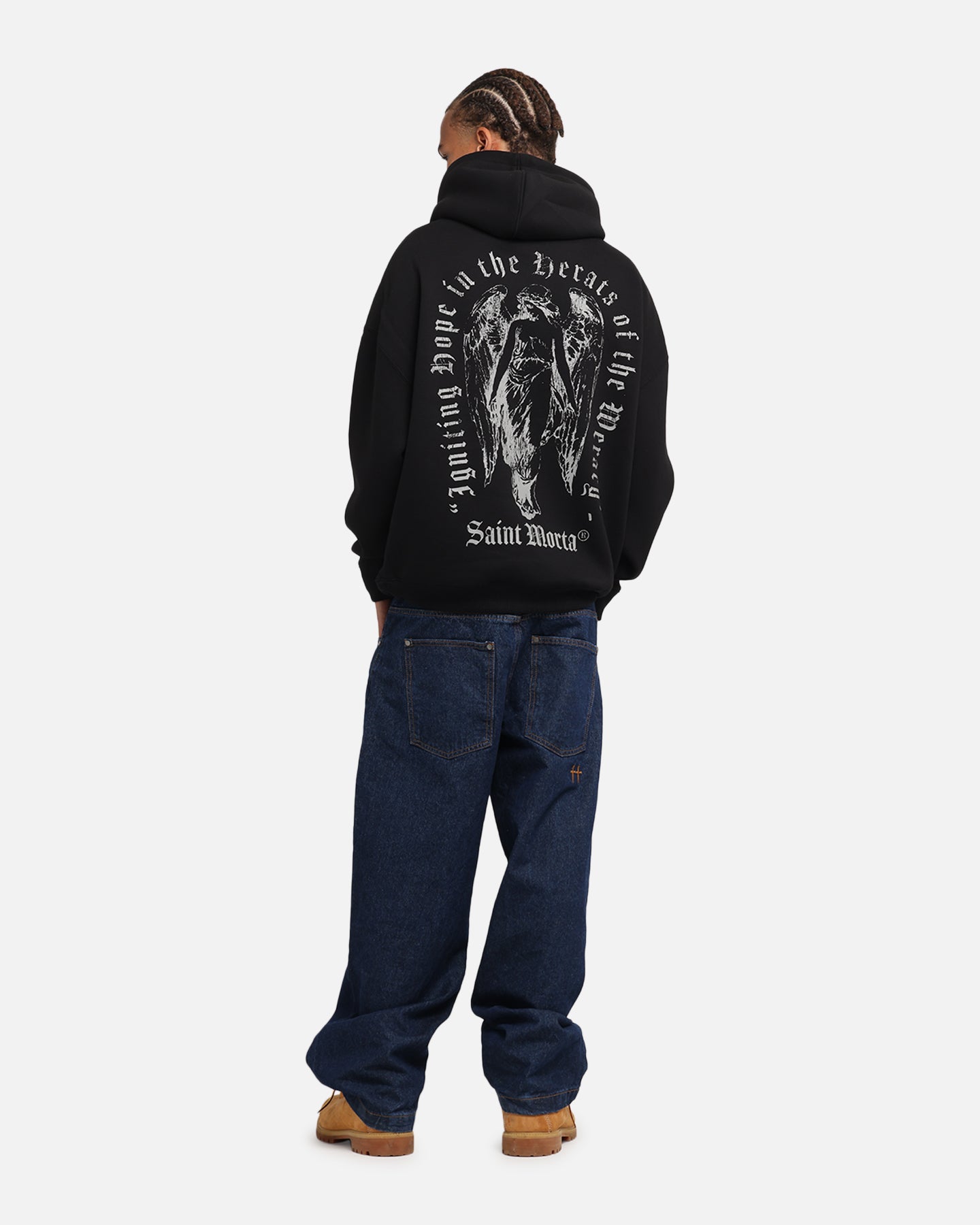 Saint Morta Weiry Hearts Boxy Hoodie Black