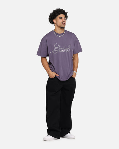Saint Morta Cursive Boxy T-Shirt Purple