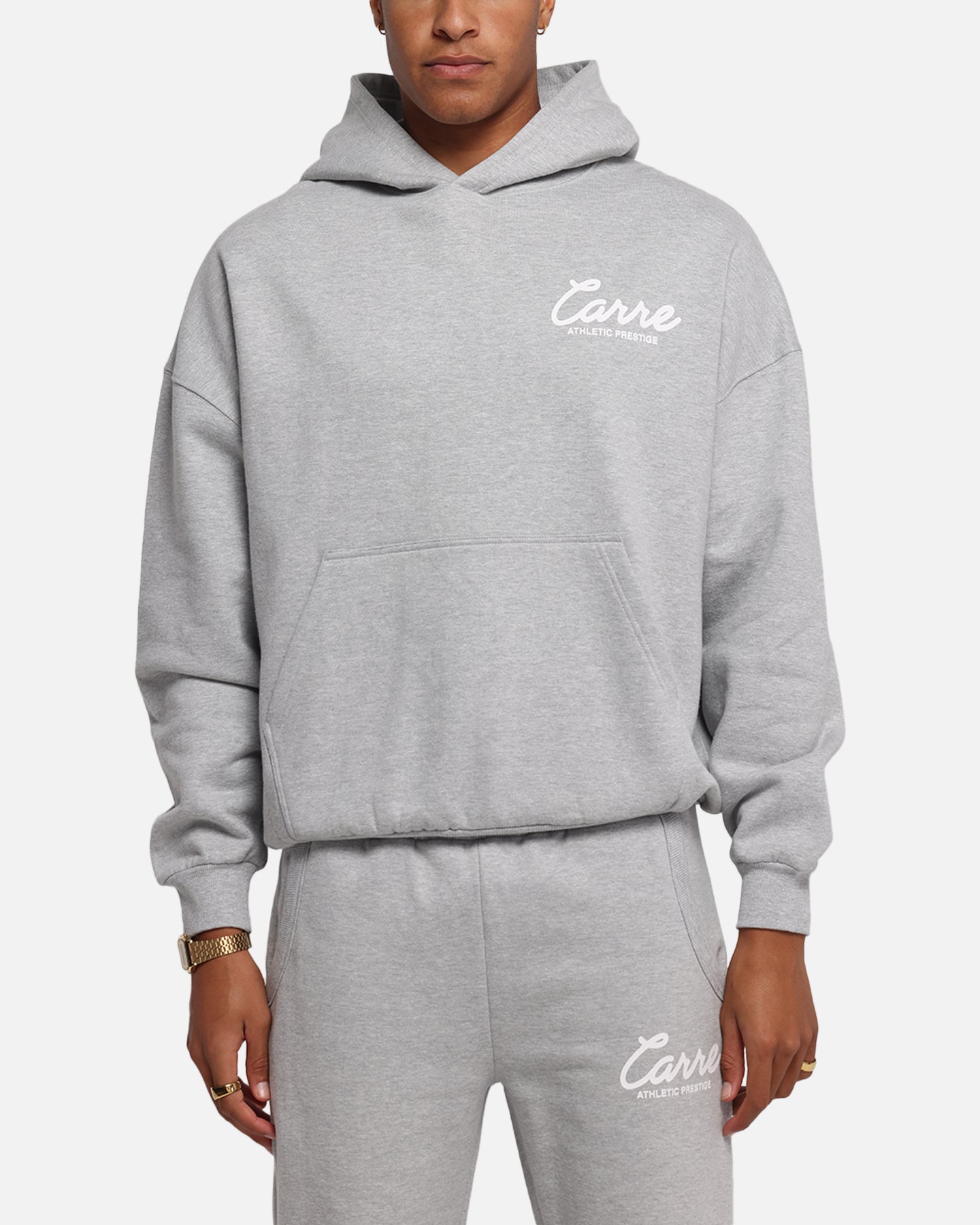 Carre Prestige Script Hoodie Grey Marle