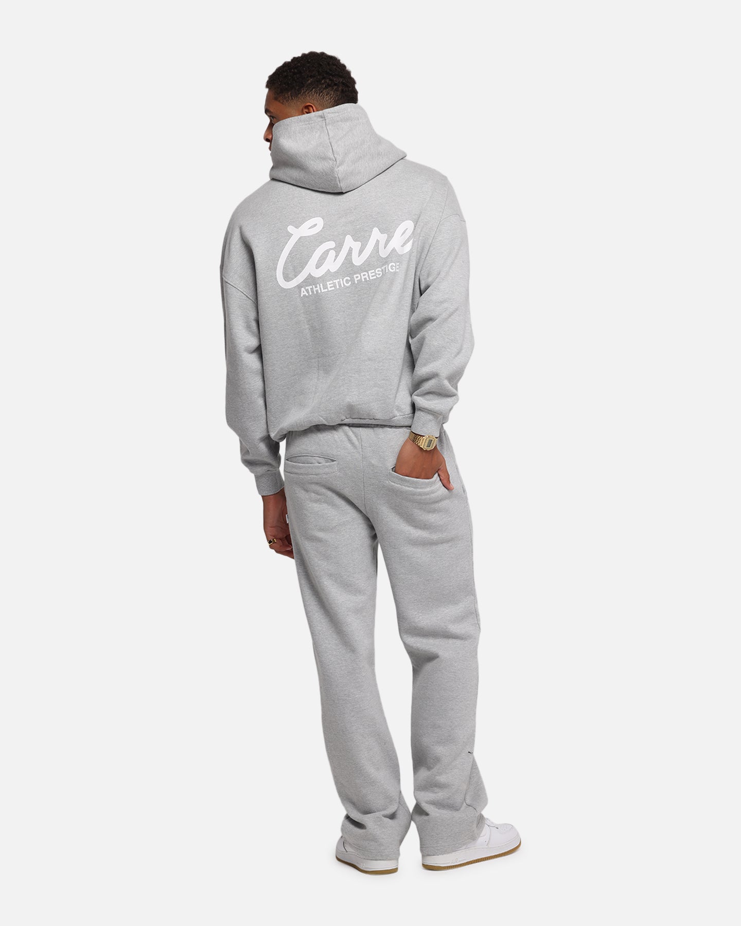 Carre Prestige Script Hoodie Grey Marle
