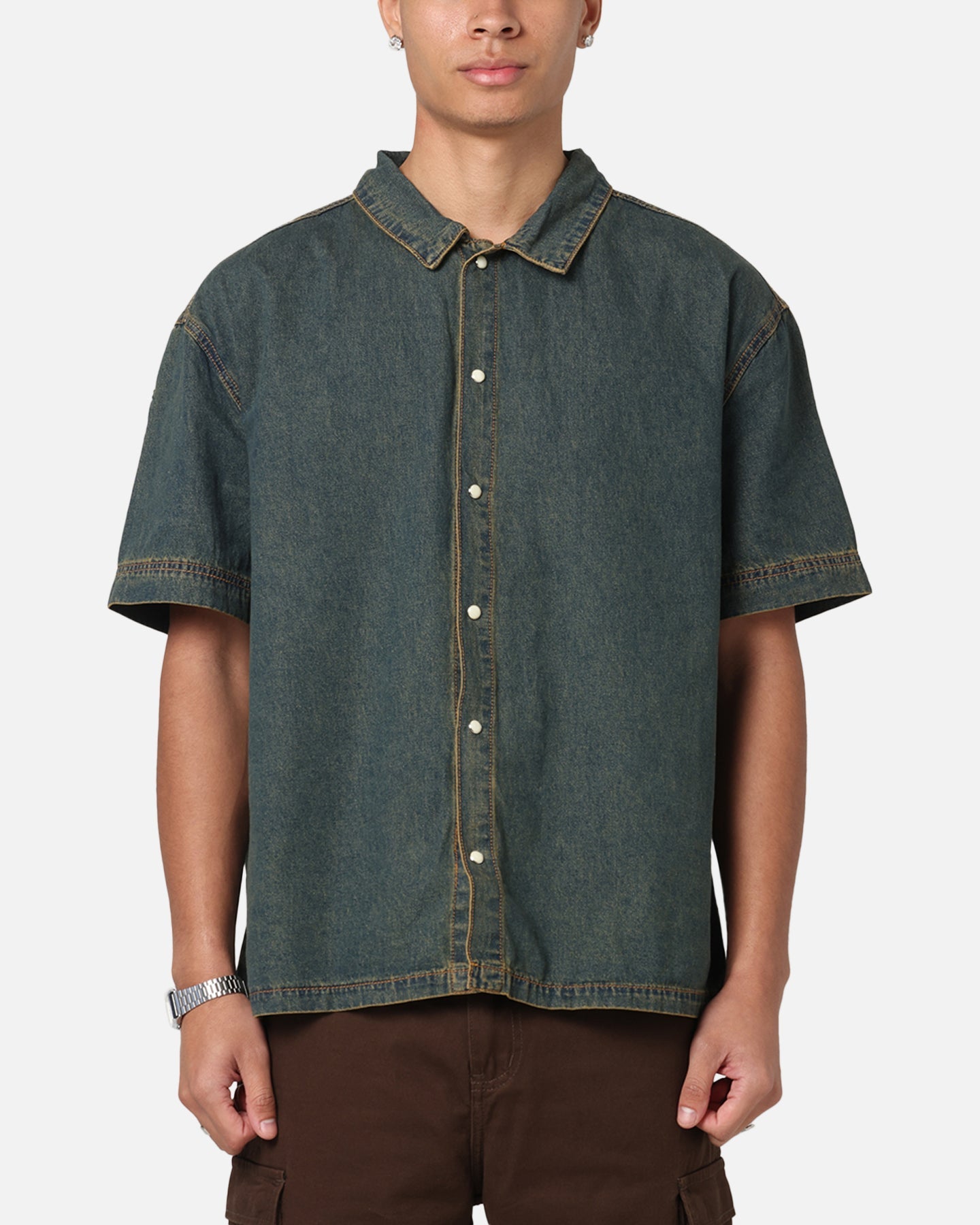 Saint Morta Gothic Noir Button Up Shirt Light Blue