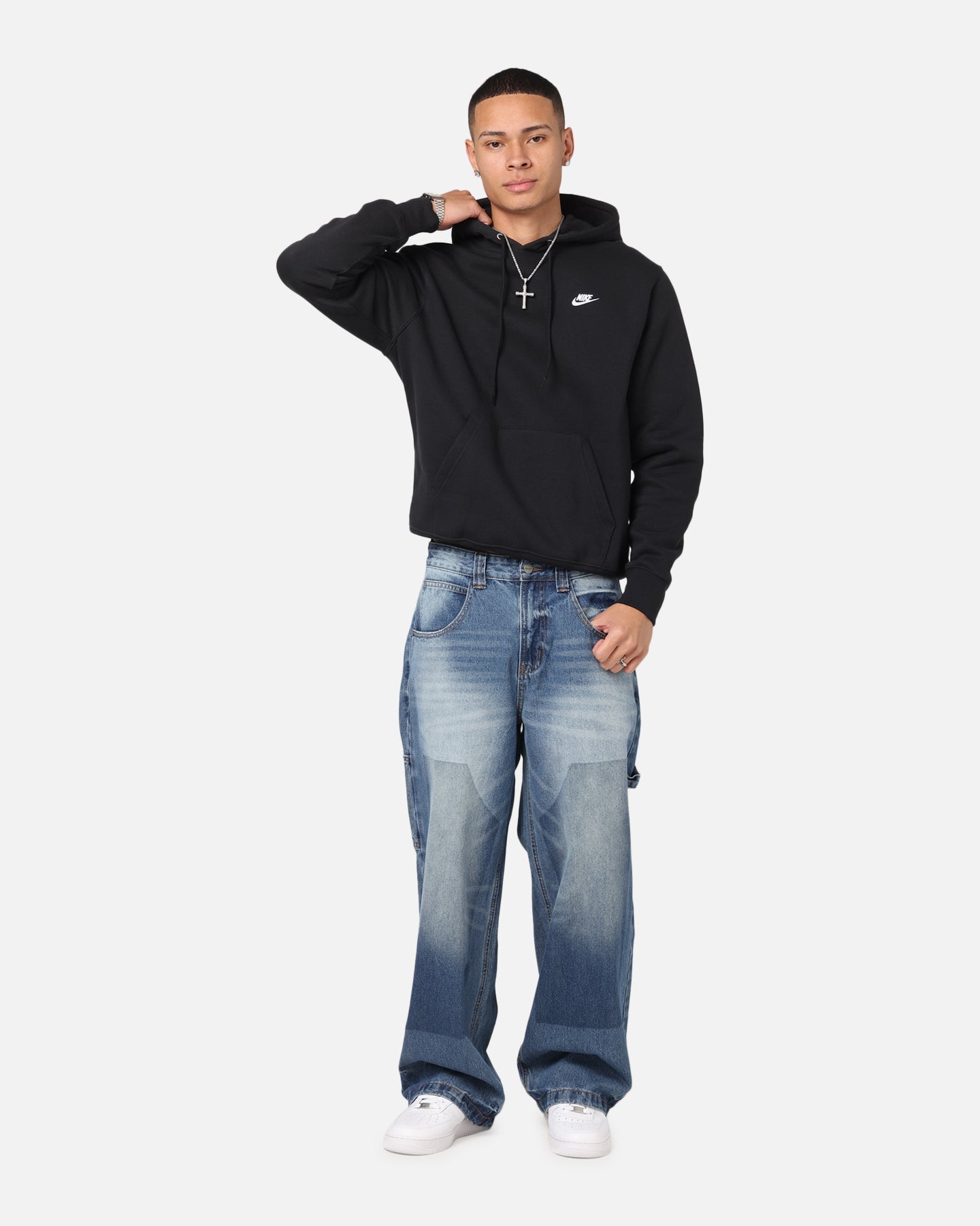 Nike Club Pullover Fleece Hoodie Black/Black/White