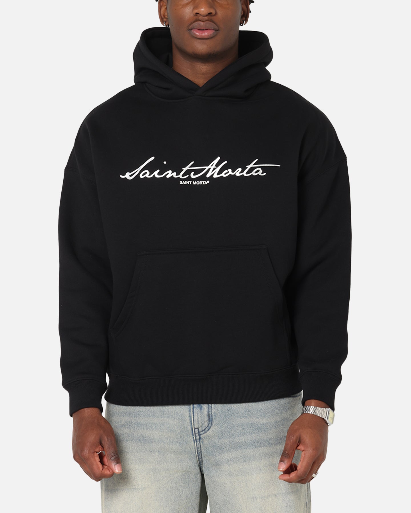 Saint Morta Scripture Boxy Hoodie Black