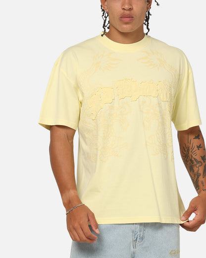 Ed Hardy Double Dragon Applique T-Shirt Butter Yellow