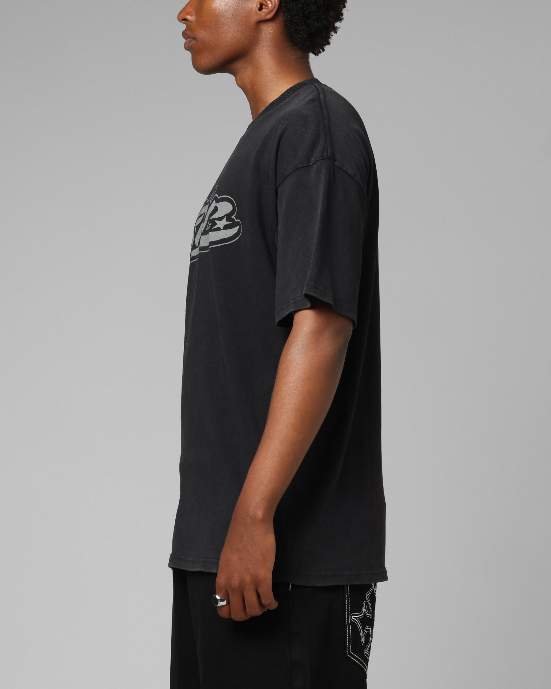 Loiter Jet Stream T-Shirt Black Acidwash