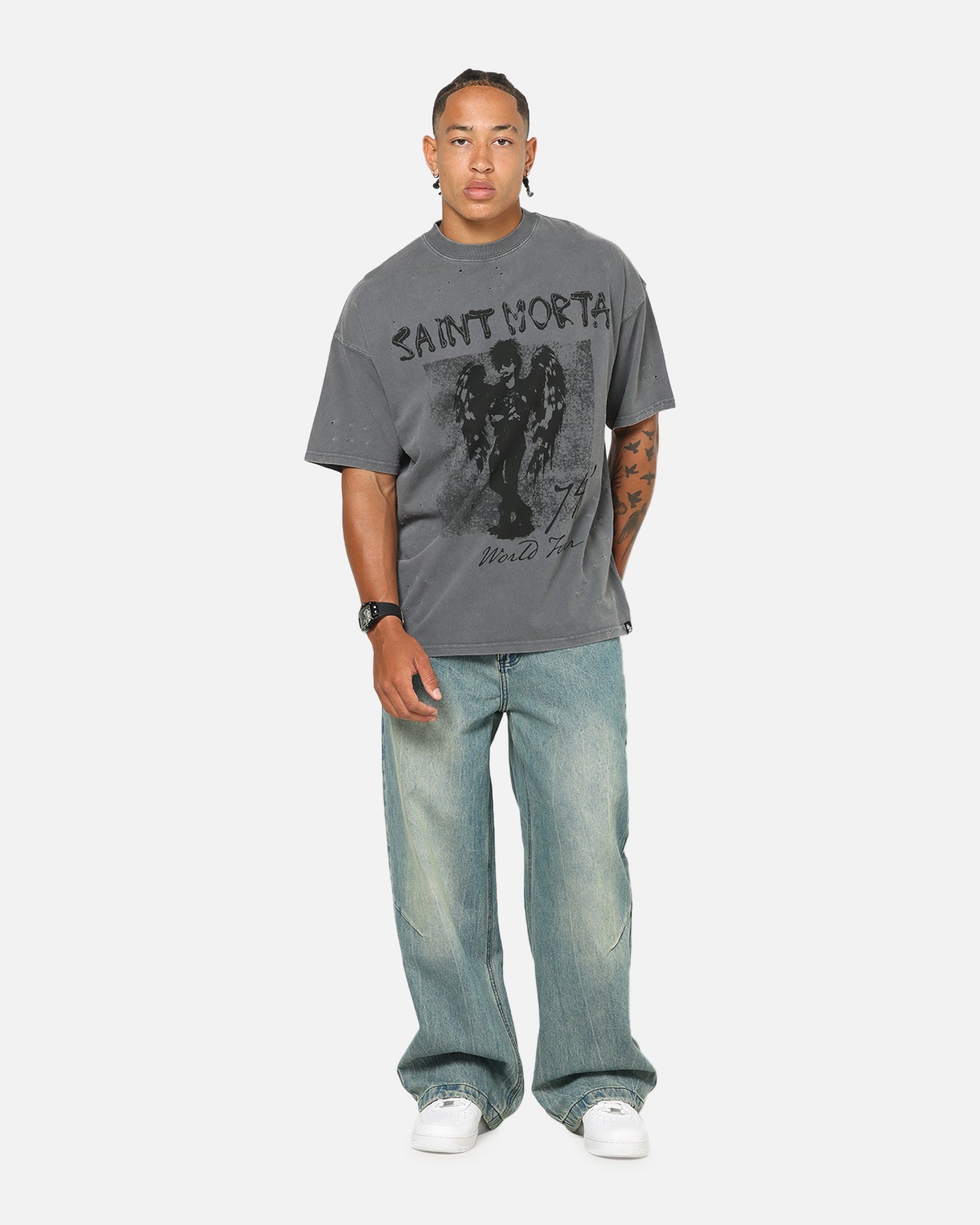 Saint Morta Punk Tour T-Shirt Washed Charcoal