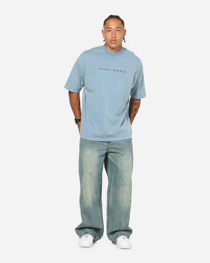 Saint Morta Conviction Mock Neck T-Shirt Denim Blue