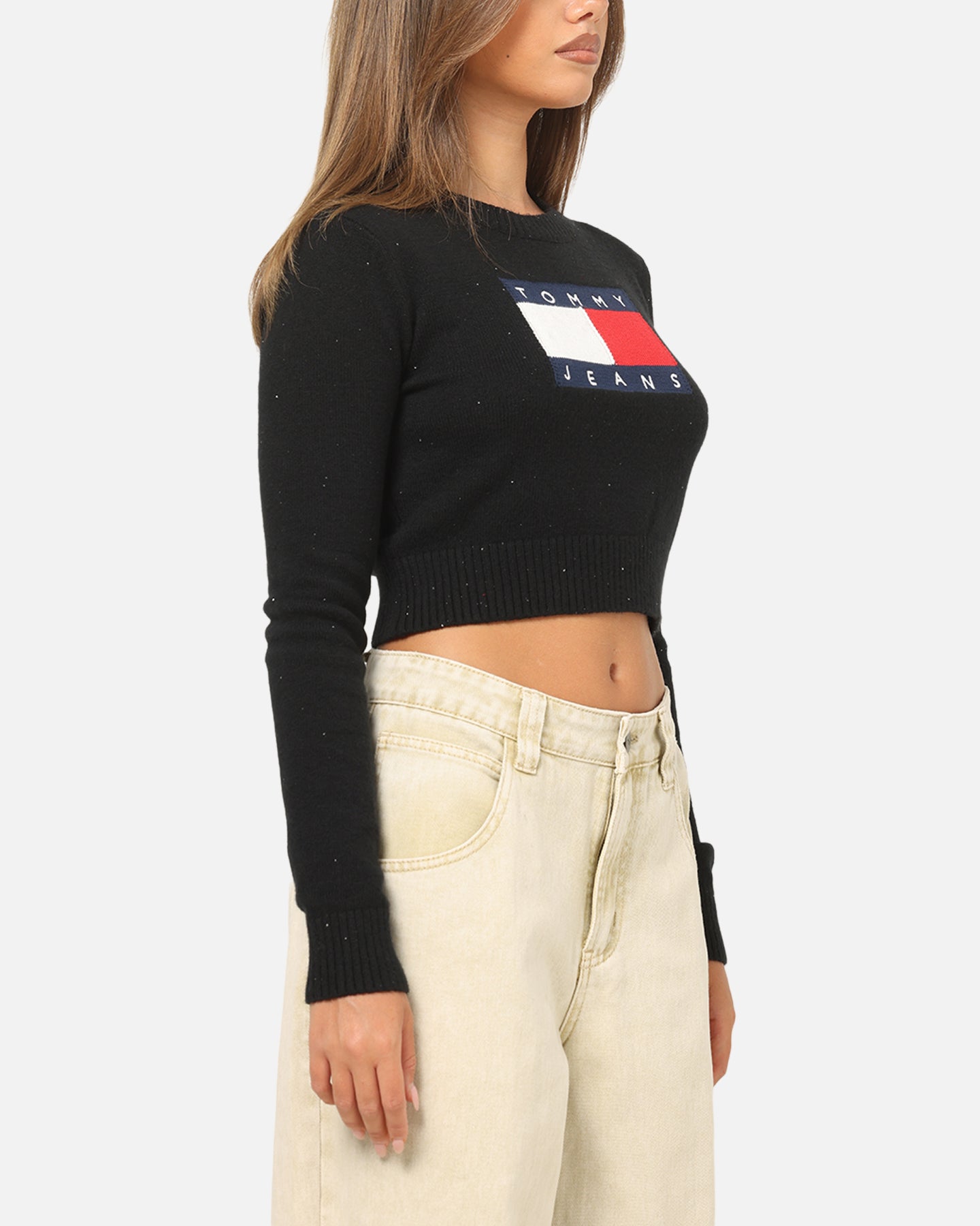Tommy Jeans Women's TJW Sparkle Flag Sweater Black