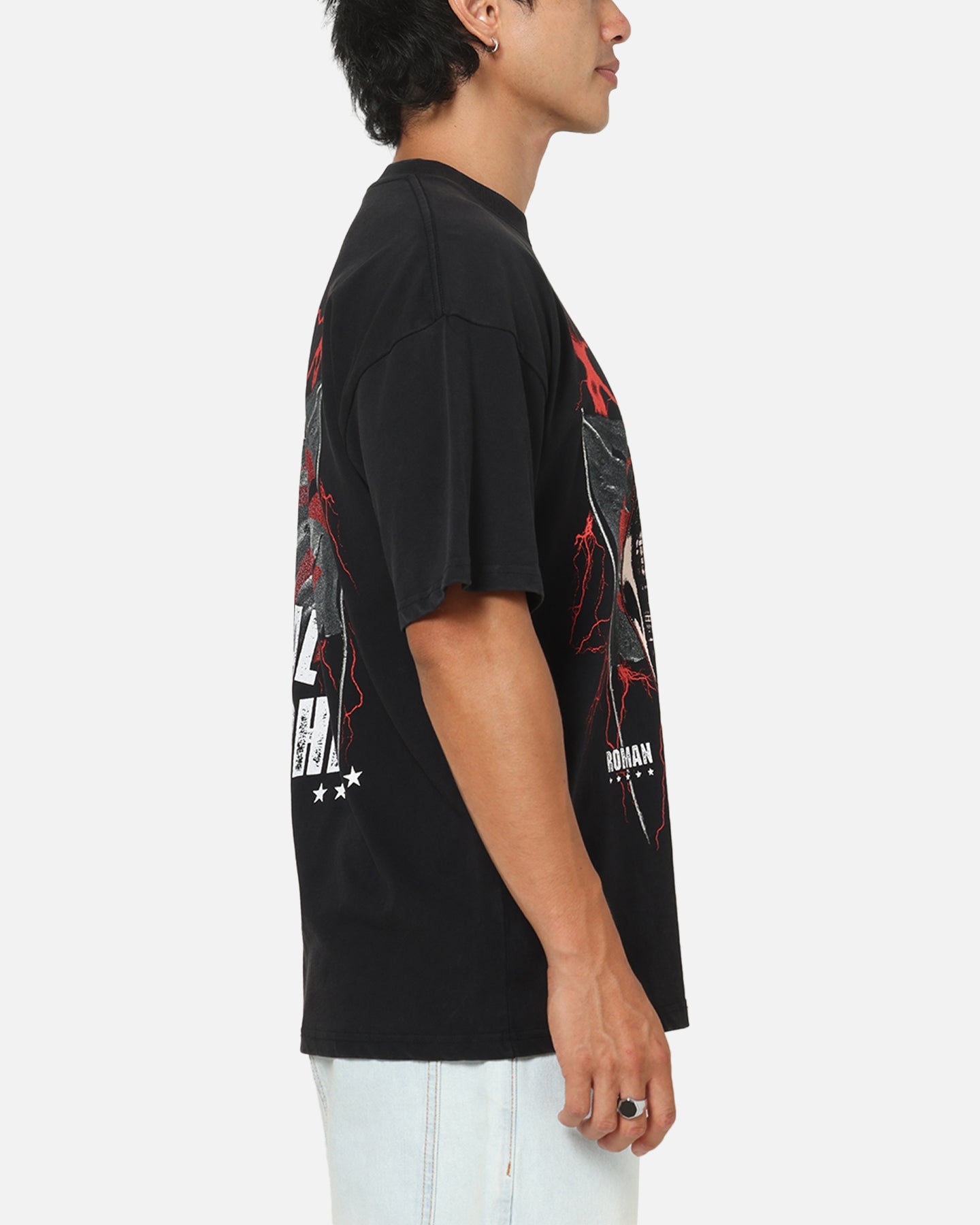 73Studio X WWE Roman Reigns Vintage T-Shirt Black Acidwash