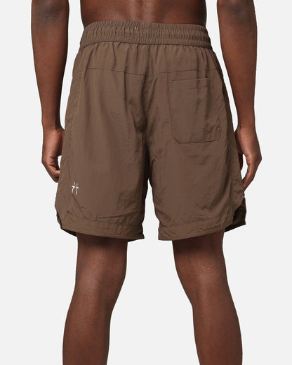 Saint Morta Gothic Nylon Shorts Chocolate