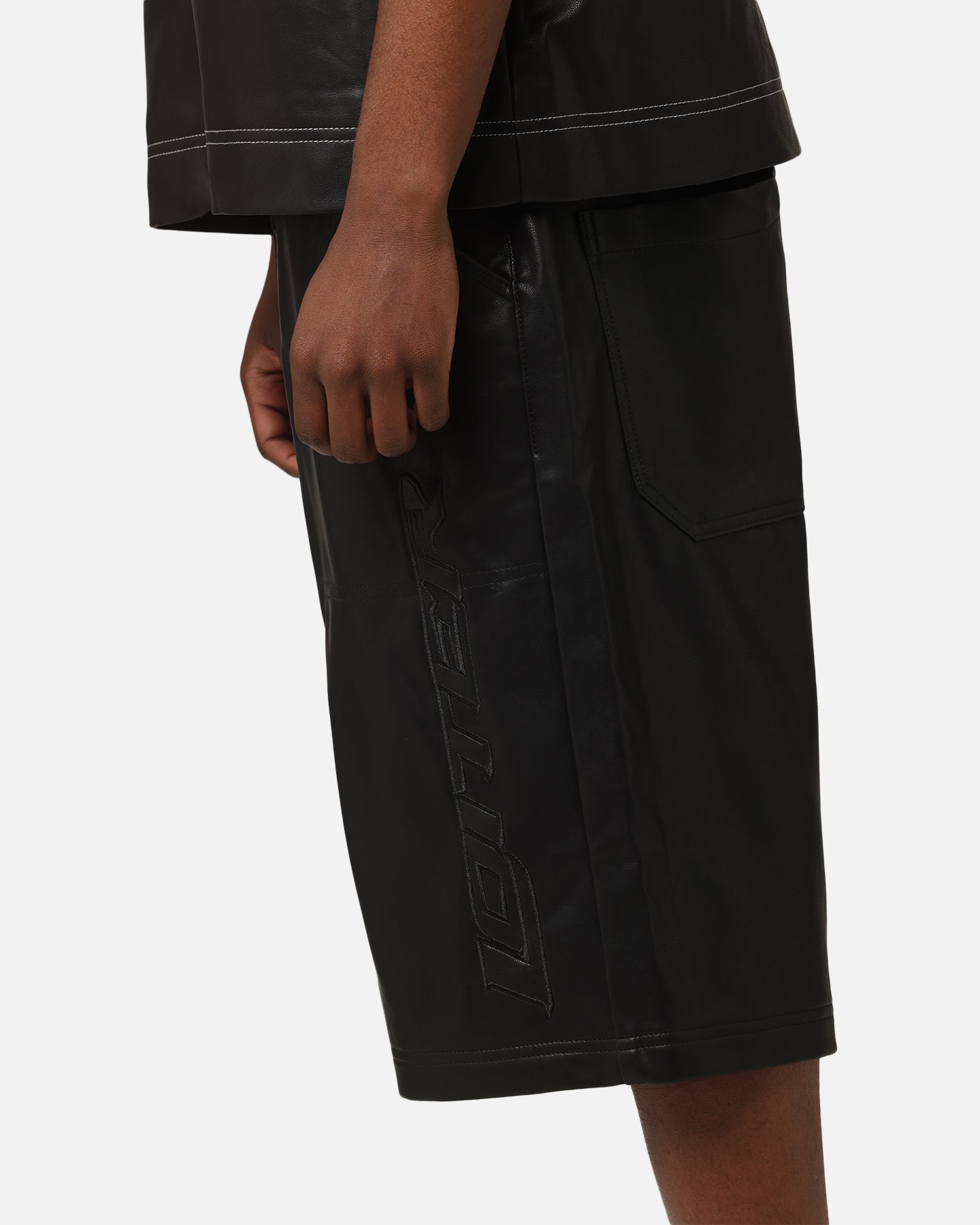 Loiter Motor PU Leather Shorts Black