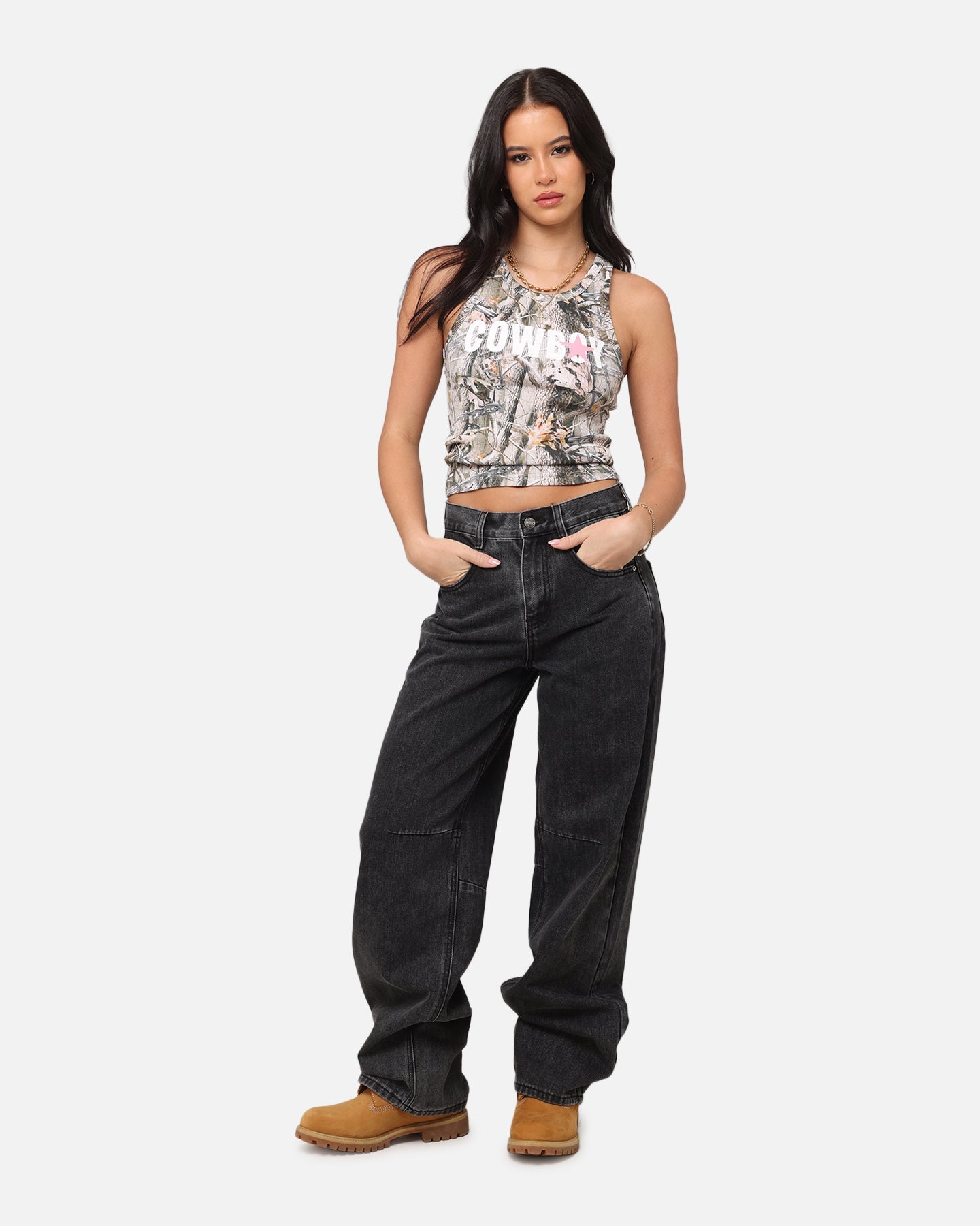 XXIII Women's Buckle Baggy Jeans Vintage Black