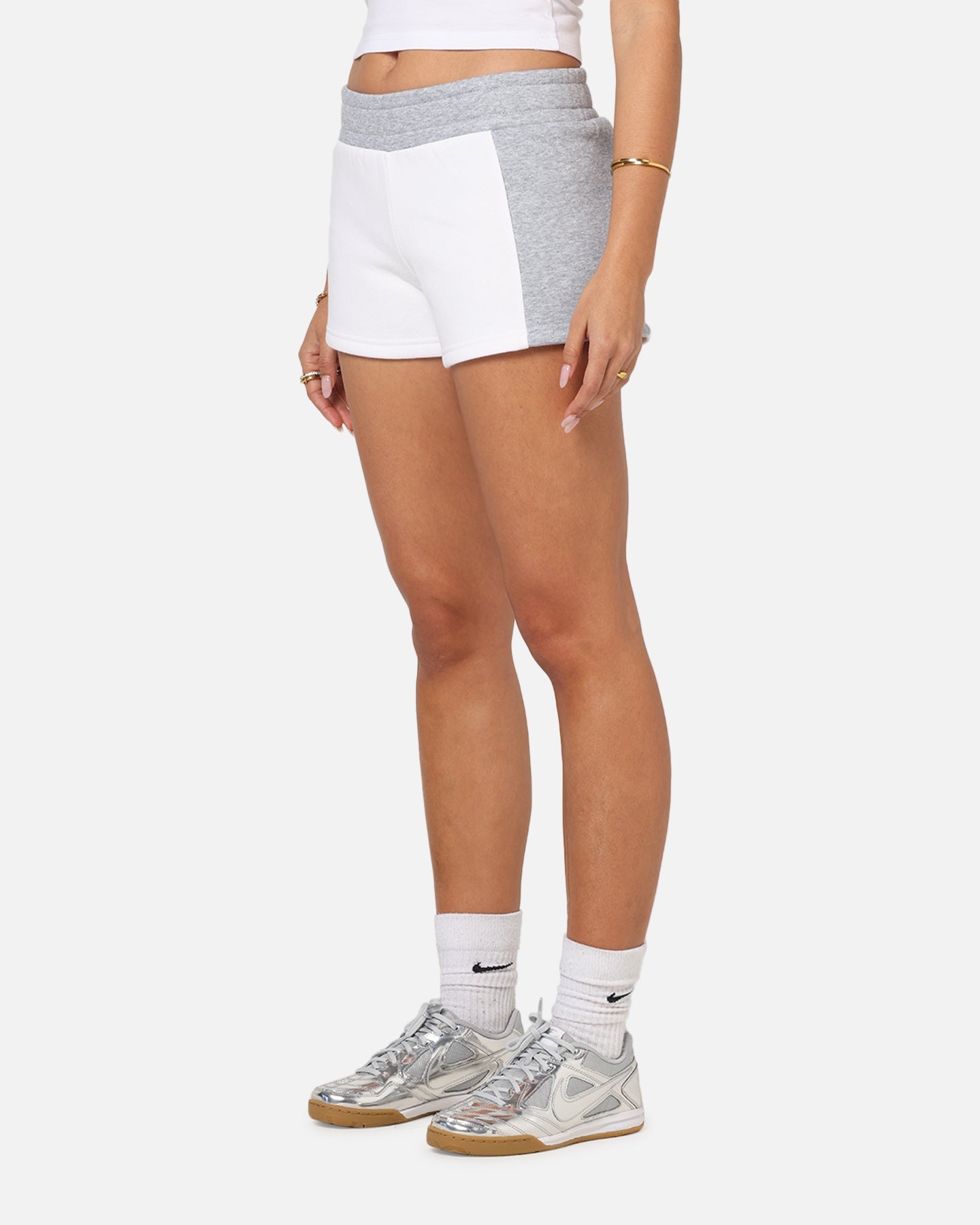 Ed Hardy Women's Fleece Shorts White/Grey