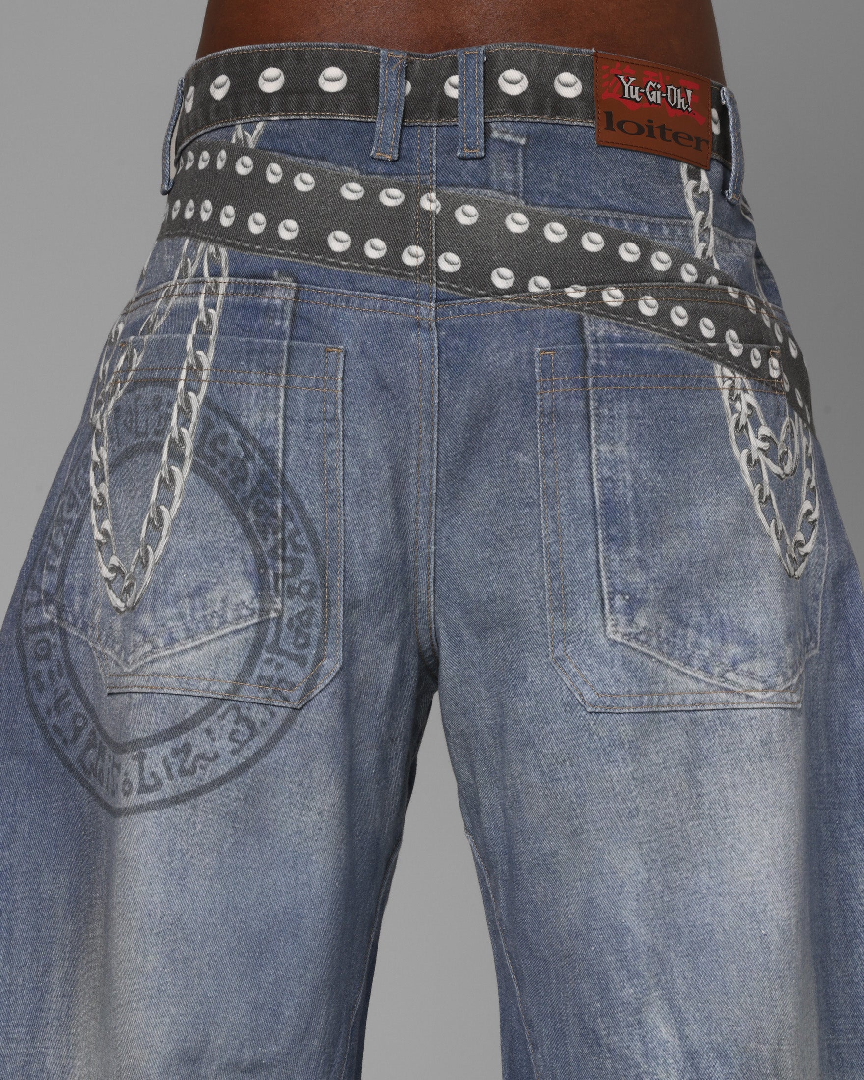 Loiter X Yu-Gi-Oh! Printed Yugi Denim Jeans Denim Blue