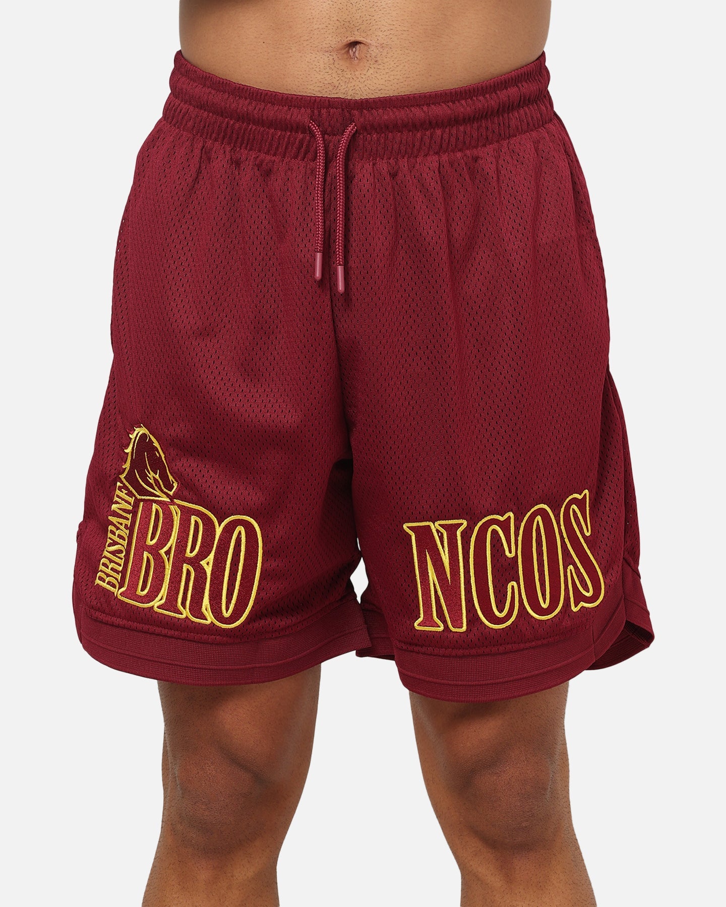 Bleacher Athletic Brisbane Broncos NRL Adult Basketball Shorts Maroon