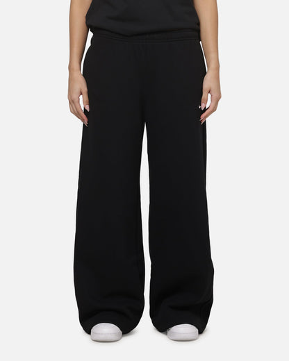 Nike Women's Studio Fleece Medium Weight Mid-Rise Wide-Leg Pants Black