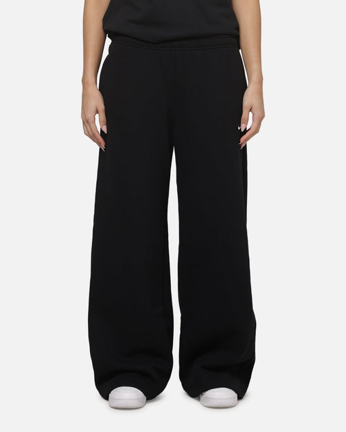 Nike Women's Studio Fleece Medium Weight Mid-Rise Wide-Leg Pants Black