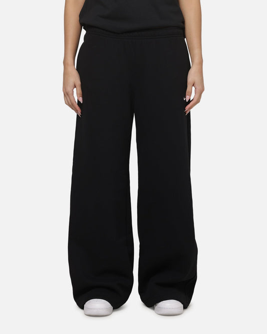 Nike Women's Studio Fleece Medium Weight Mid-Rise Wide-Leg Pants Black