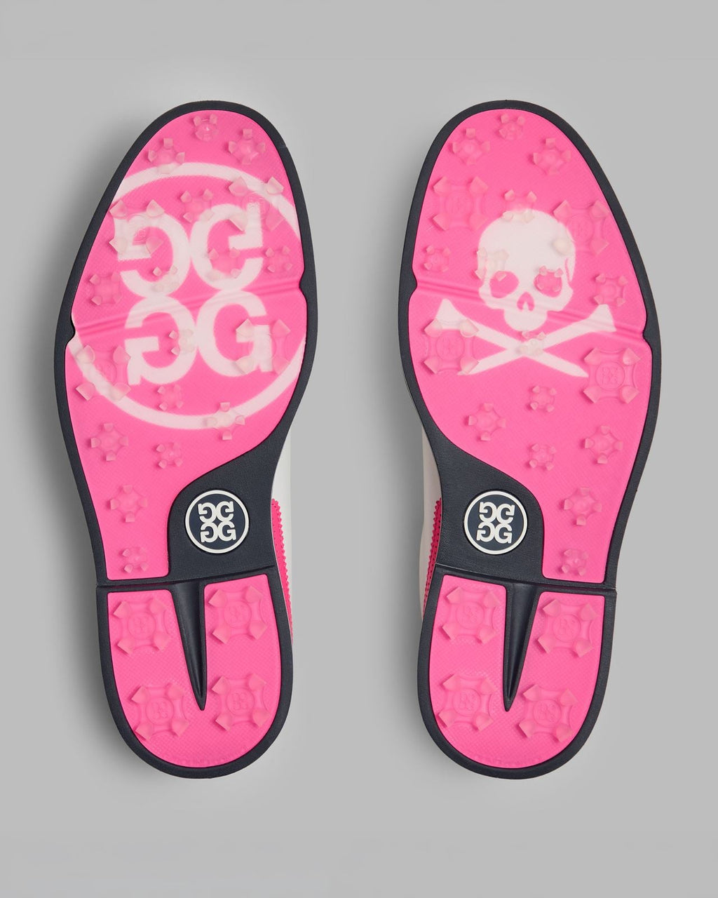 GALLIVANTER Leather Brogue Golf Shoes Snow/Knockout Pink