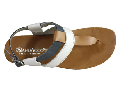 Andacco Yory Womens Comfort Flat Leather Sandals Made In Brazil