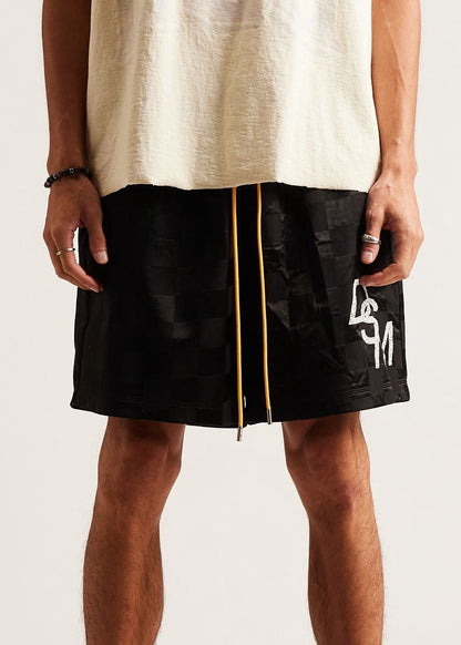 DSM Checkered Nylon Short-Black