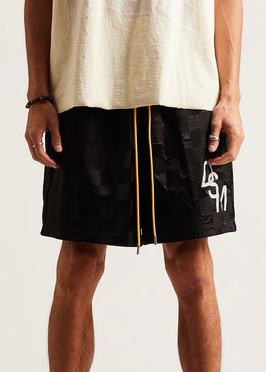 DSM Checkered Nylon Short-Black