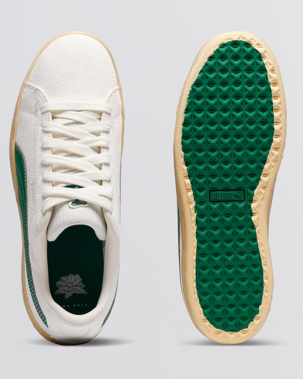 Puma Suede Golf Shoes Warm White/Luso Green