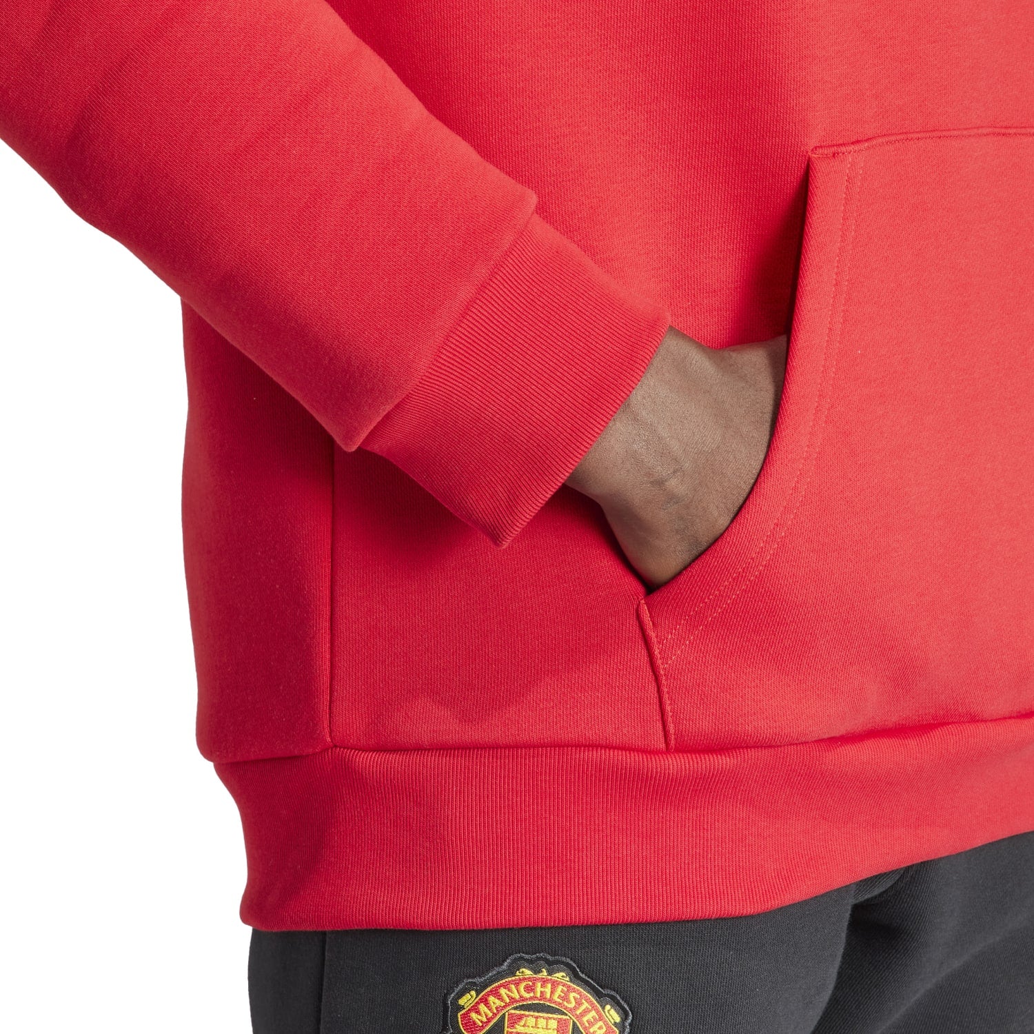 Adidas Men Manchester United Essentials Trefoil Hoodie Red IK8706
