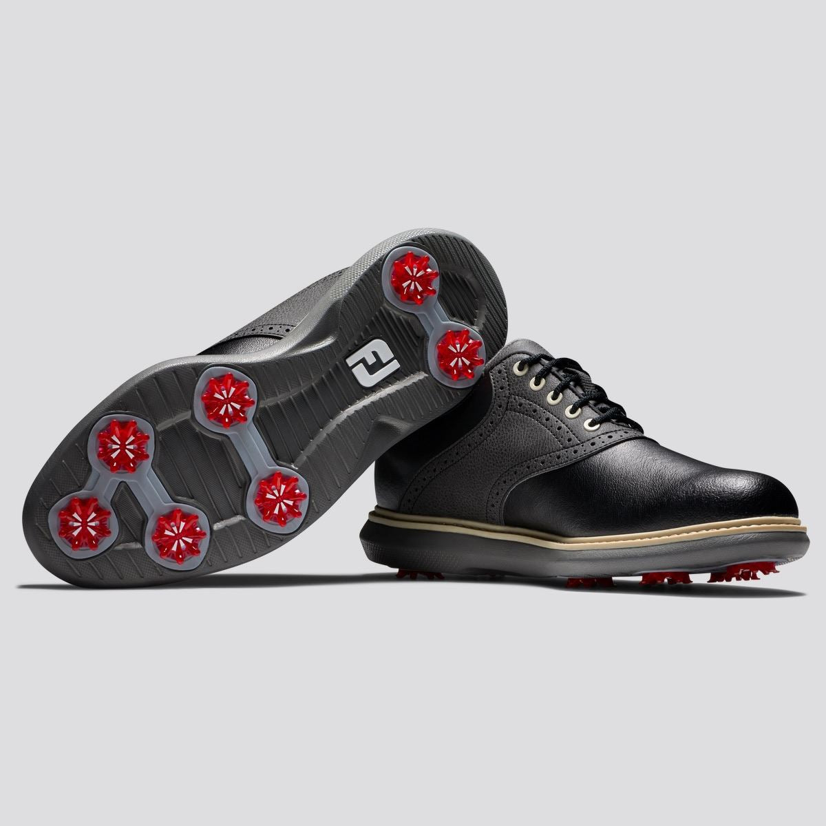 FJ Traditions Saddle Cleated Golf Shoes Black