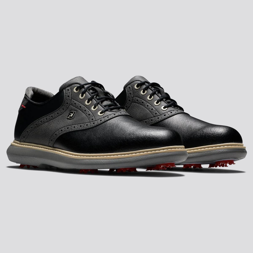 FJ Traditions Saddle Cleated Golf Shoes Black